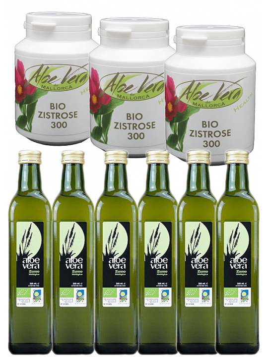 Jus d'aloe vera biologique et gélules de ciste biologique en cure