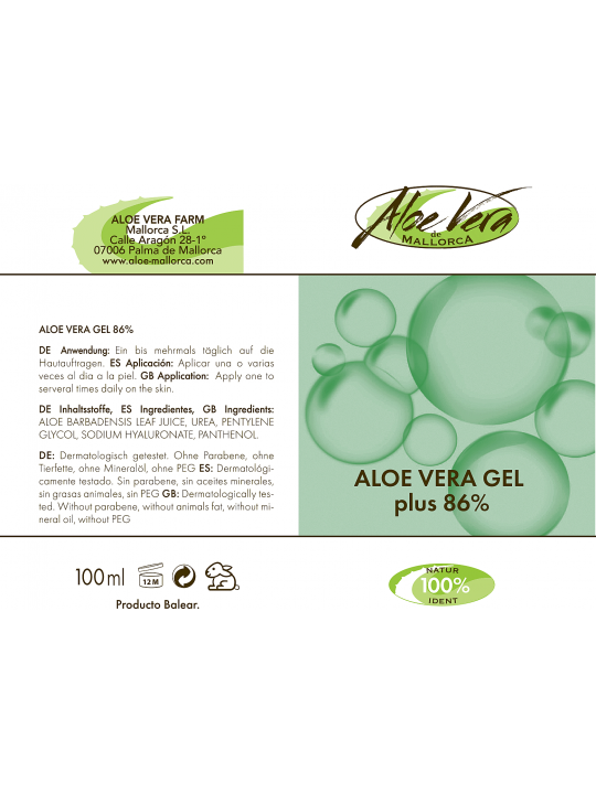 Gel d'aloe vera 86% PLUS