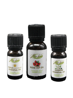 Imagen del set de aceites esenciales sensualidad y armonía de la Finca Aloe Vera Mallorca