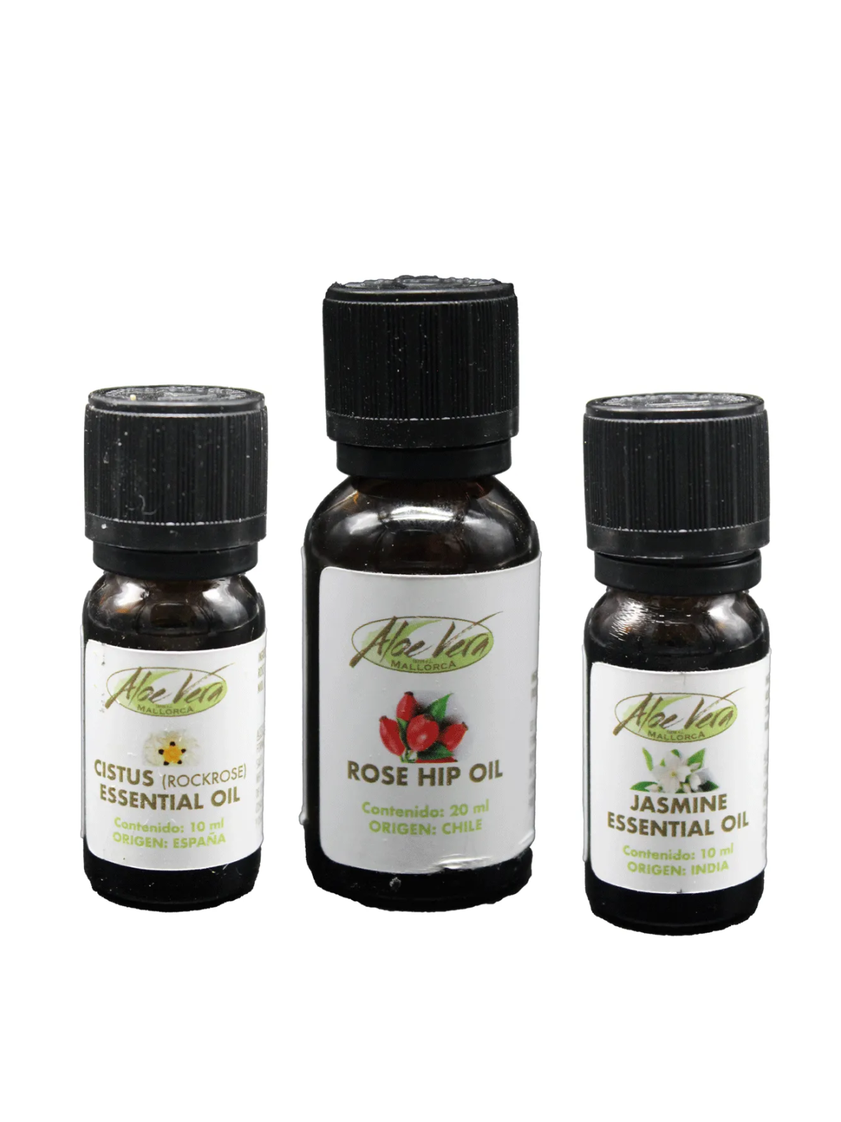 Imagen del set de aceites esenciales sensualidad y armonía de la Finca Aloe Vera Mallorca